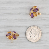 Light Gray 4.20ctw Amethyst Citrine Flower Stud Earrings 14k Yellow Gold