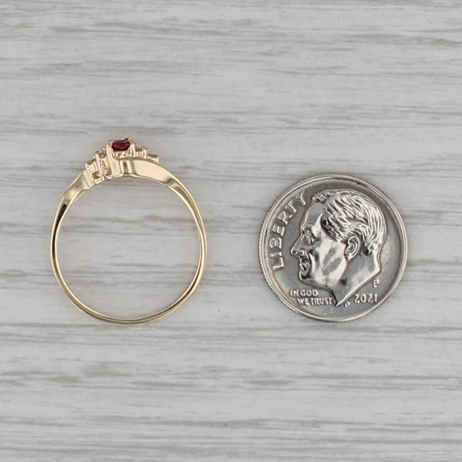 0.24ctw Ruby Diamond Bypass Ring 14k Yellow Gold Size 6.5