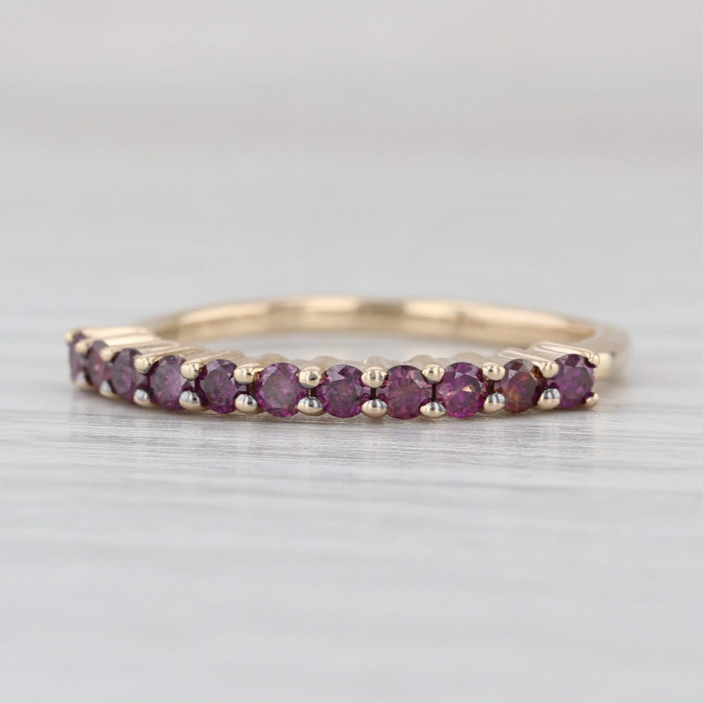 0.35ctw Purple Diamond Stackable Ring 10k Gold Size 6 Wedding Band COA