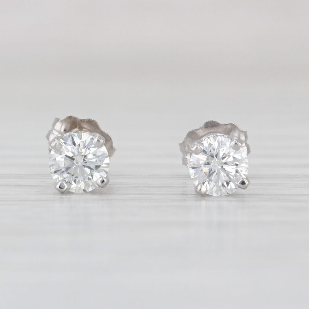 0.50ctw Diamond Stud Earrings 14k White Gold Round Solitaire Studs