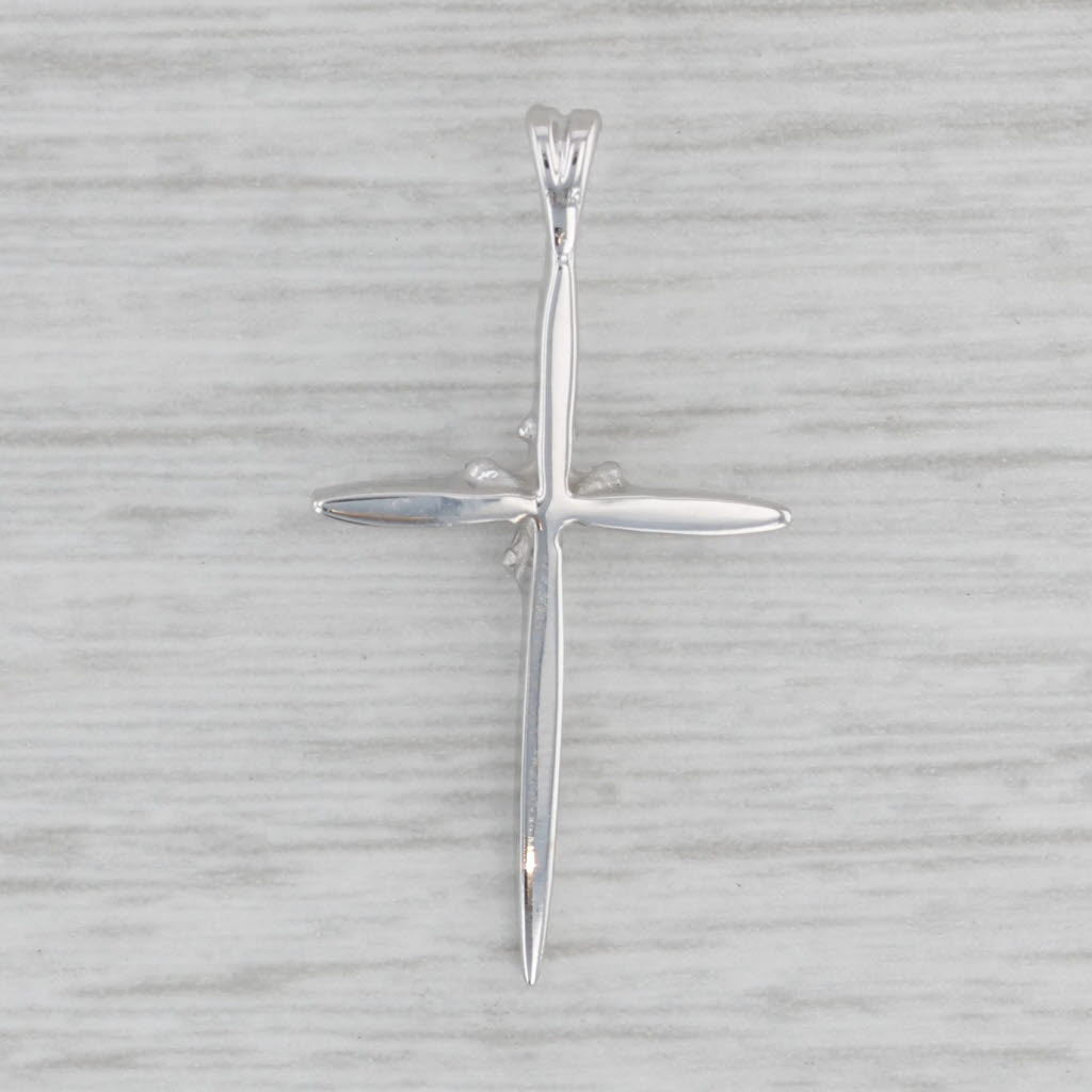 Gray Diamond Accented Cross Pendant 14k White Gold Religious Jewelry