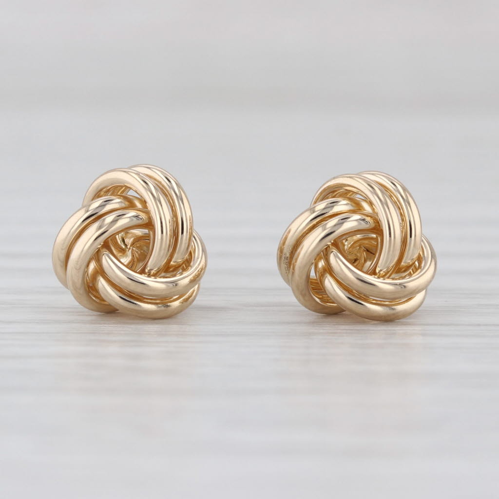 Knot Stud Earrings 14k Yellow Gold Small Round Studs