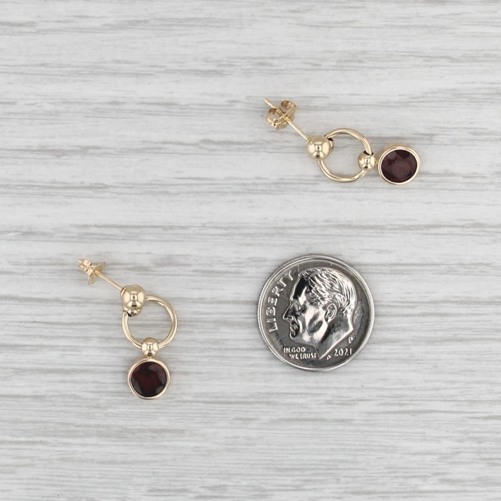 1.70ctw Garnet Dangle Earrings 14k Yellow Gold Circle Drops