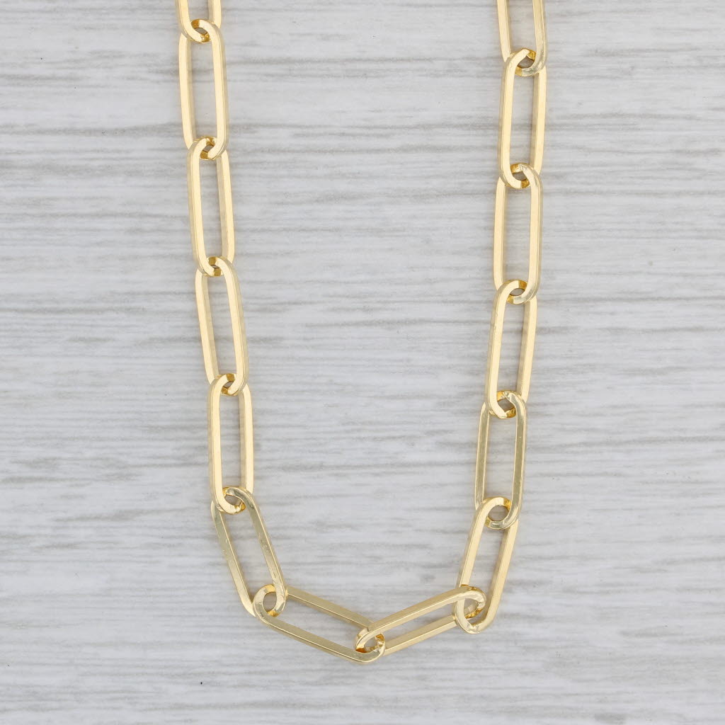 Gray New Paperclip Chain Necklace 14k Yellow Gold 20" 4.1mm