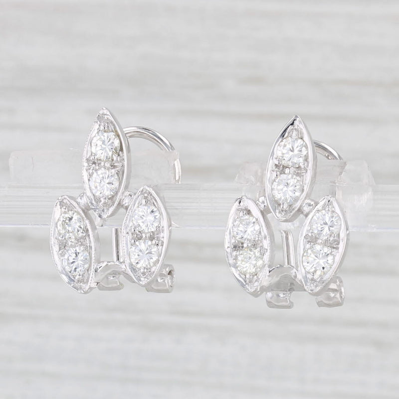 0.74ctw Diamond Drop Earrings 14k White Gold Omega Backs