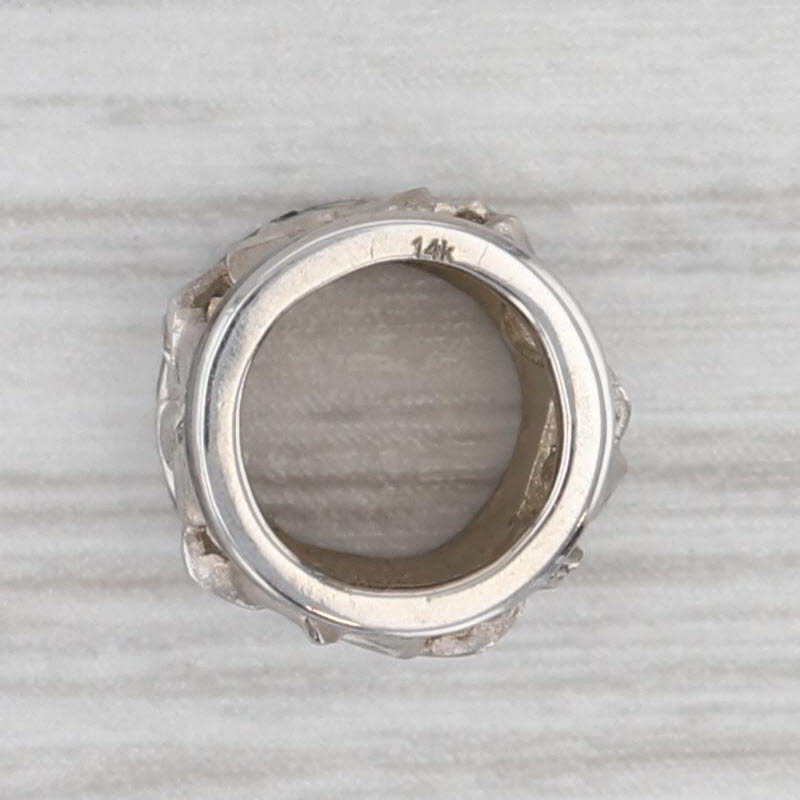 Gray Flower Bead Slide Charm Pendant 14k White Gold Enamel