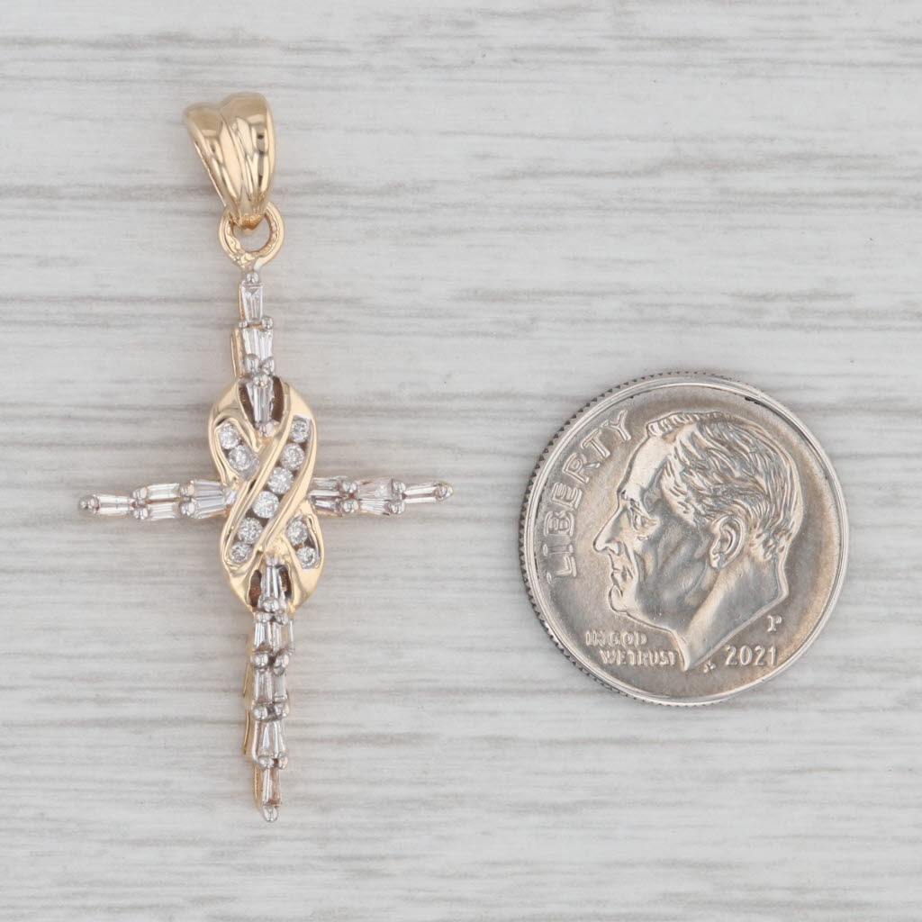 Gray 0.33ctw Diamond Cross Pendant 14k Yellow Gold