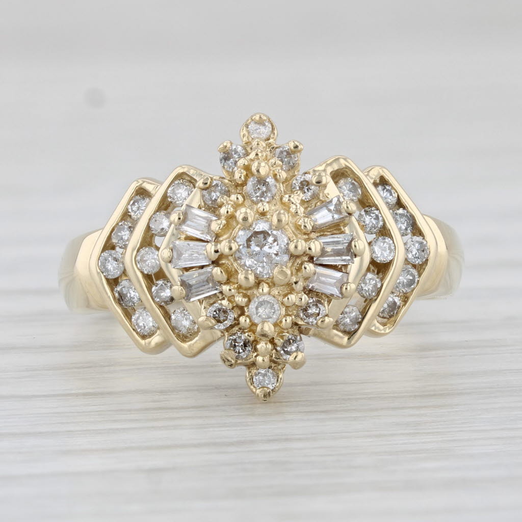 Light Gray 0.36ctw Diamond Cluster Ring 14k Yellow Gold Size 7.25 Engagement