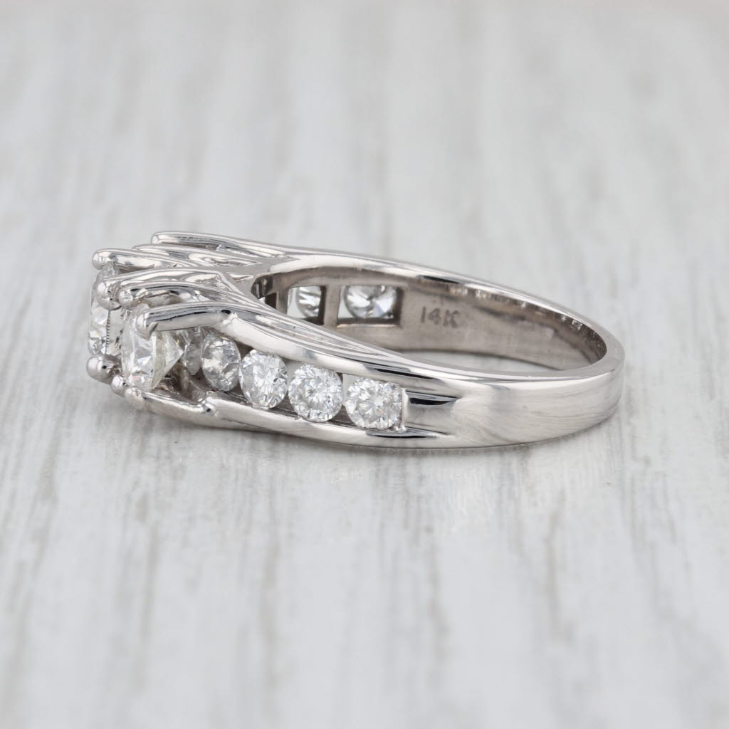 2.54ctw 3-Stone Round Brilliant Diamond Engagement Ring 14k White Gold Size 8.5