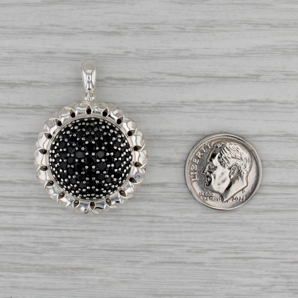 Slane & Slane 2.70ctw Pave Sapphire Basketweave Enhancer Pendant Sterling Silver