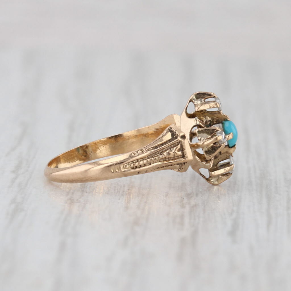 Antique Rose Cut Diamond Ring 18k Yellow Gold Size 4.25 Ornate