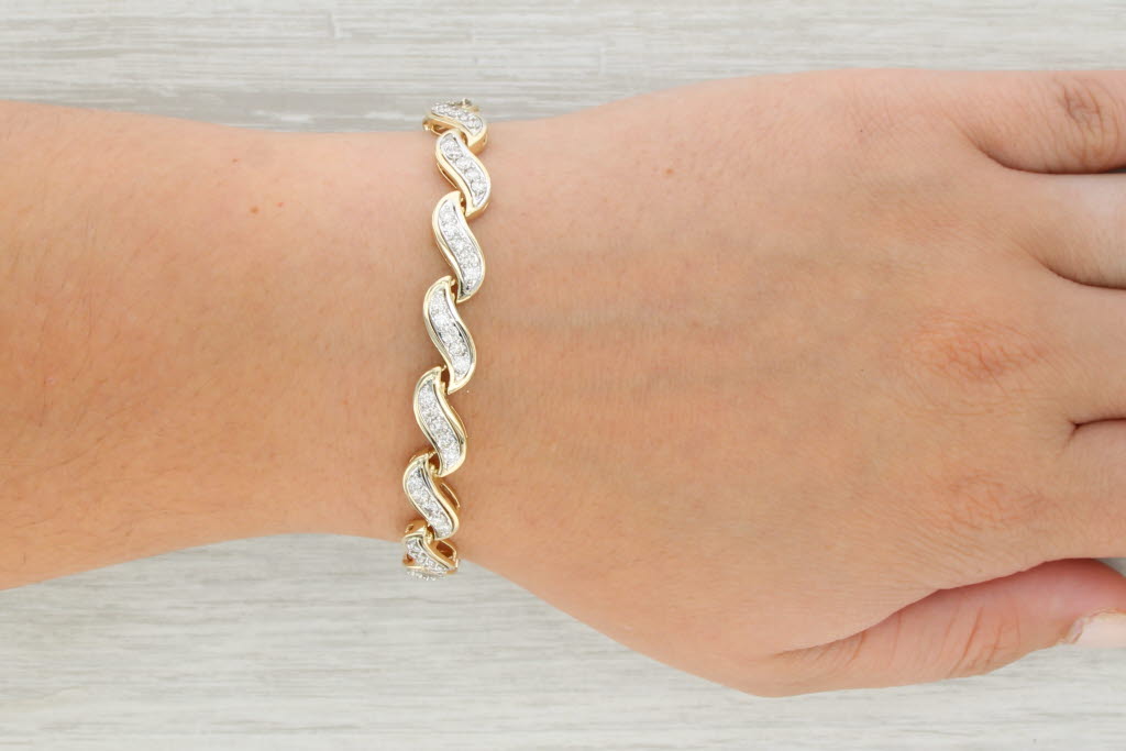 2.80ctw Diamond S-Link Bracelet 14k Yellow Gold 6.75" 8mm