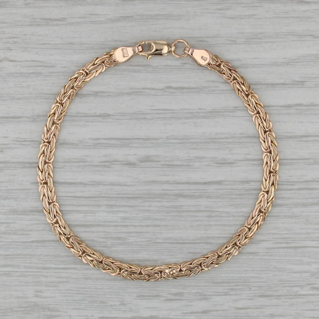 7" 4mm Byzantine Bracelet 14k Yellow Gold Italian