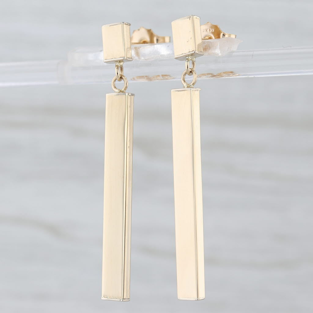 Italian Bar Dangle Earrings 14k Yellow Gold Drops
