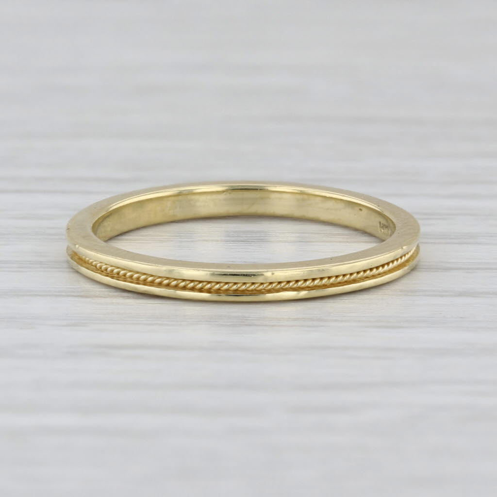 Hidalgo Rope Accented Ring 18k Yellow Gold Stackable Wedding Band Size 7.5