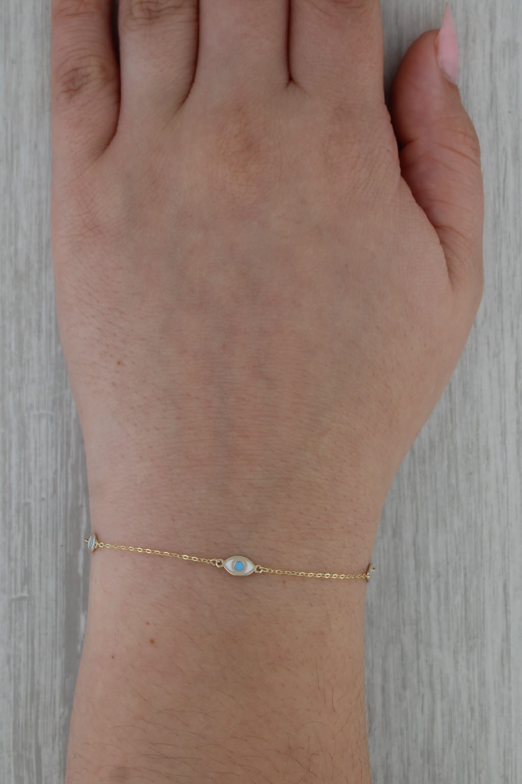 All seeing Eye Bracelet 14k Yellow Gold 7" Cable Chain