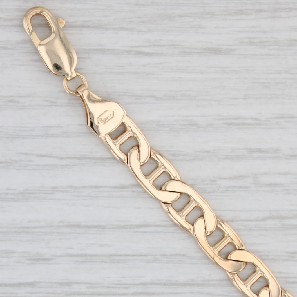 Light Gray 8.25" 7.5mm Anchor Chain Bracelet 14k Yellow Gold Italian