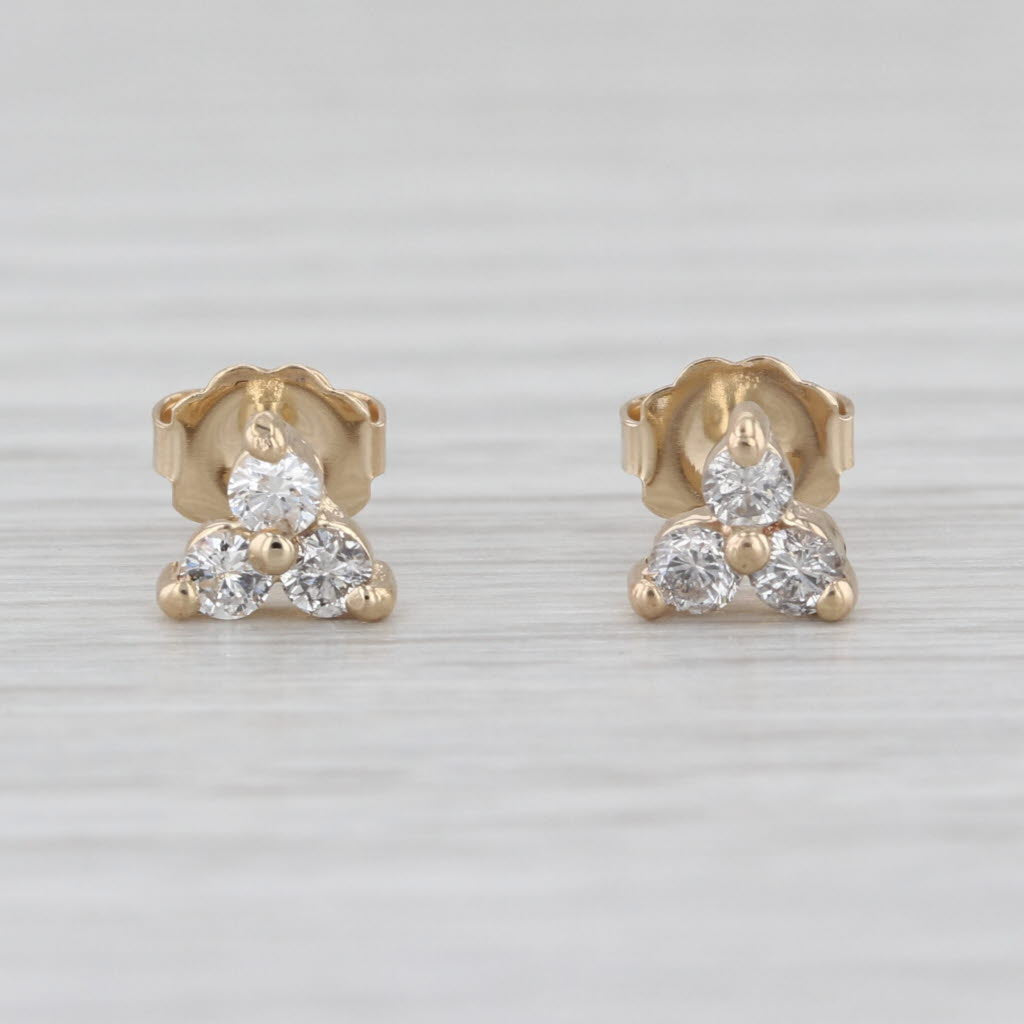 0.24ctw 3-Stone Diamond Stud Earrings 14k Yellow Gold Studs