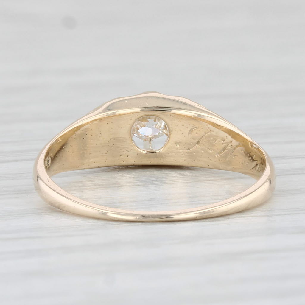 Light Gray Antique 0.14ct Diamond Solitaire Ring 14k Yellow Gold Size 6.5 Engagement