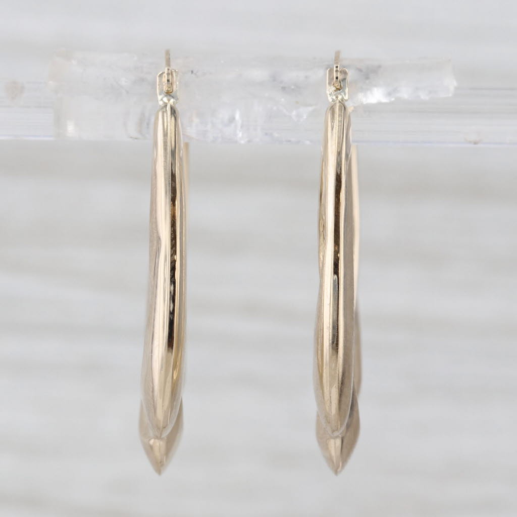 Woven Oval Hoop Earrings 10k Yellow Gold Snap Top Hoops 27.8 x 2.9 mm