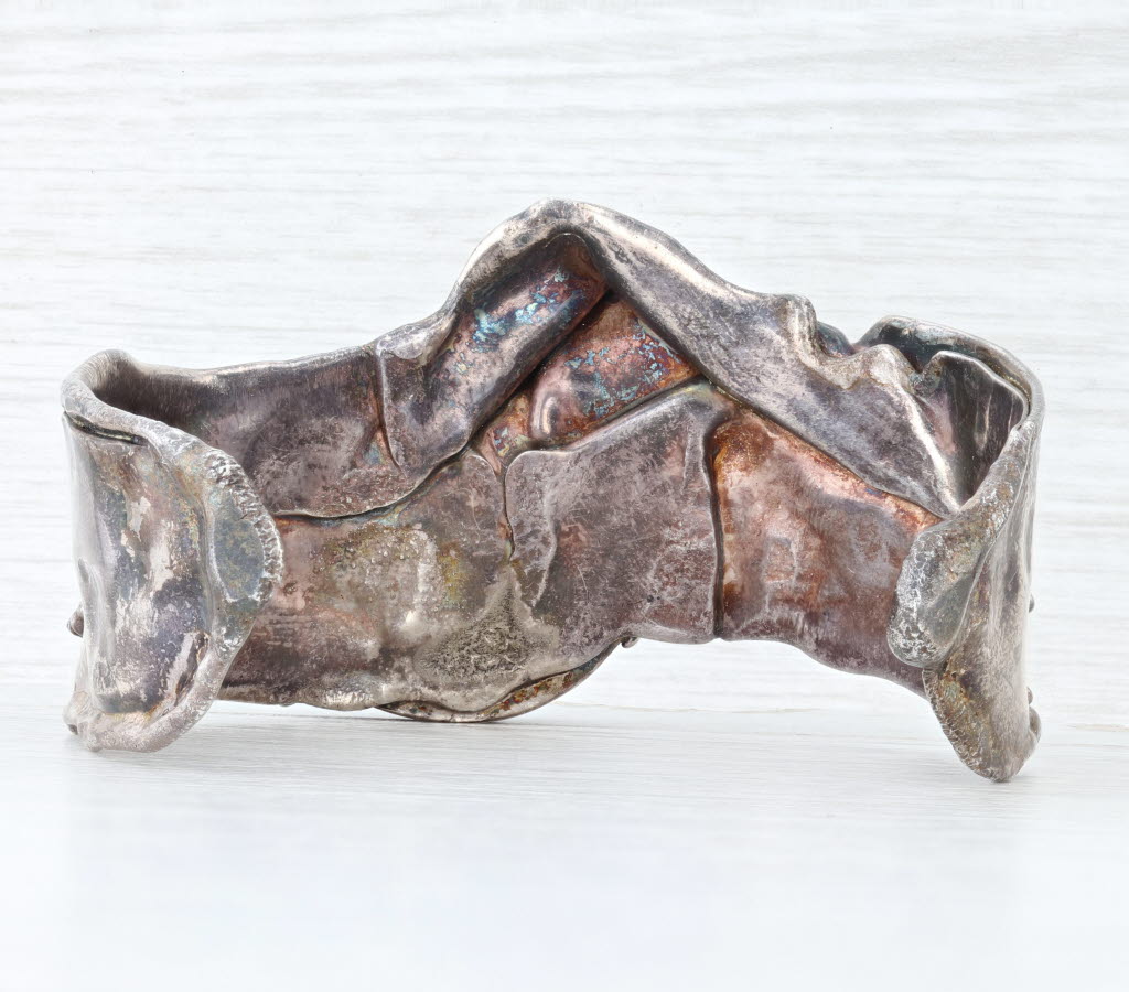 Turquoise Statement Cuff Bracelet Sterling Silver 6.5" MarksZ of Palm Beach