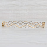 Light Gray Woven 2-Toned Bangle Bracelet 14k Yellow White Gold 6.75" 5.7mm