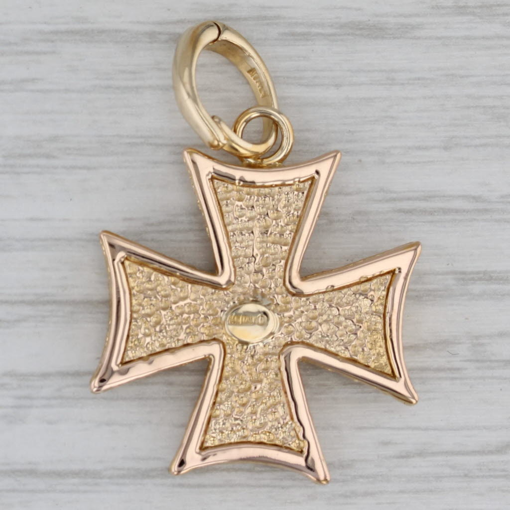 Gray Ornate Floral Cross Pendant 14k Yellow Gold Enhancer Clip Bail Statement