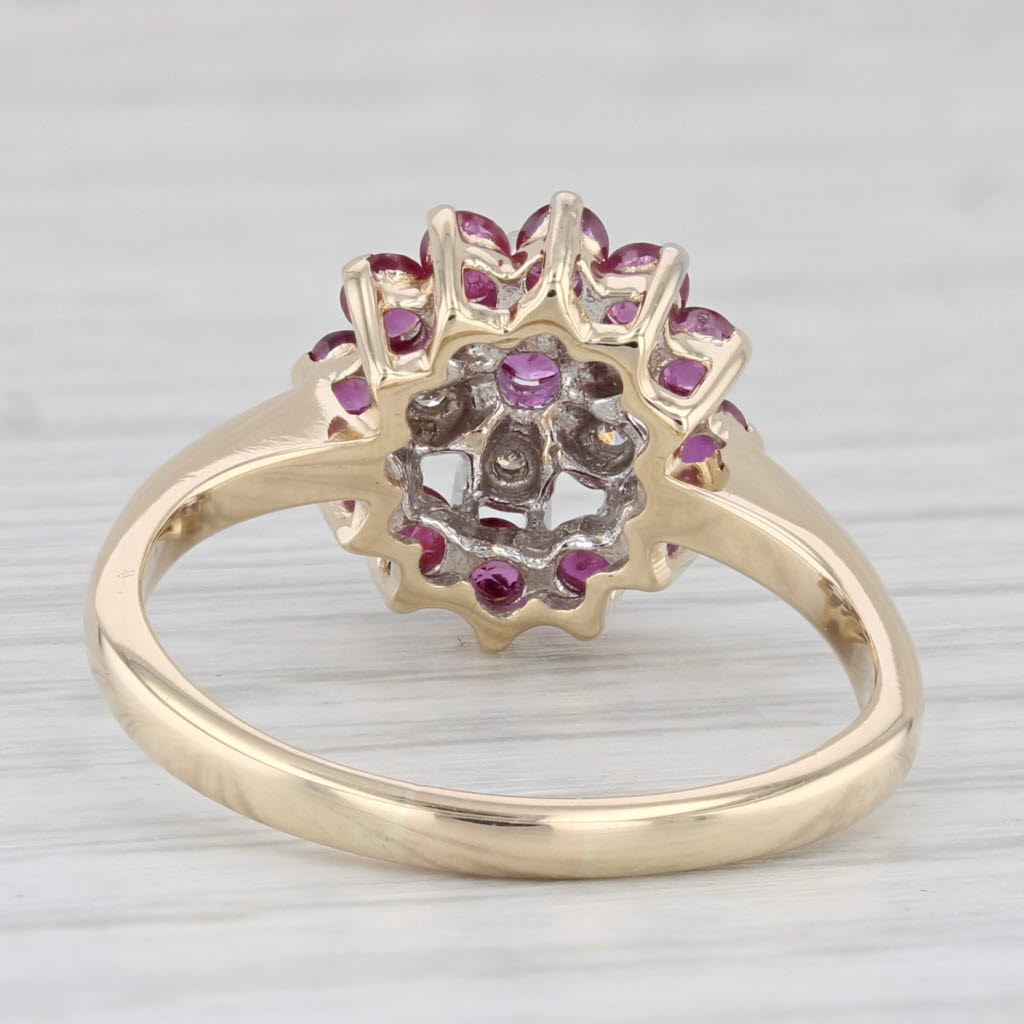 Light Gray 0.91ctw Ruby Diamond Cluster Ring 10k Yellow Gold Size 8