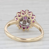 0.91ctw Ruby Diamond Cluster Ring 10k Yellow Gold Size 8
