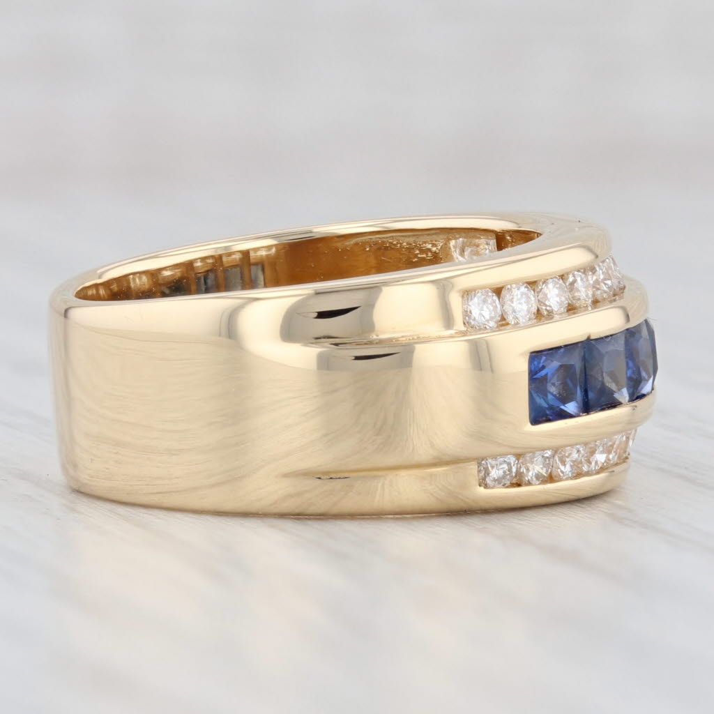 Light Gray 2ctw Blue Sapphire Diamond Ring 18k Yellow Gold Size 7 Band