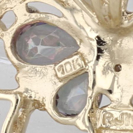 1.30ctw Mystic Topaz Butterfly Pendant 10k Yellow Gold Floating Drop