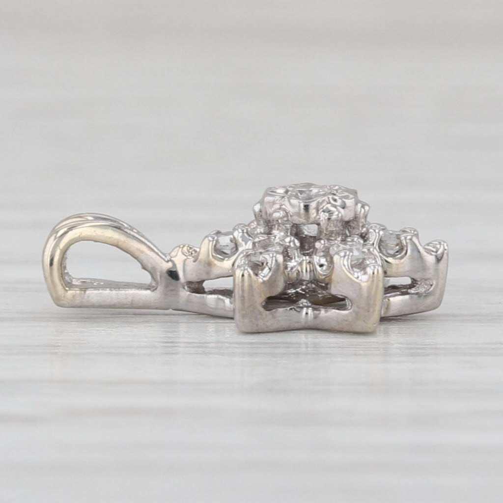 Small Diamond Cluster Star Pendant 14k White Gold