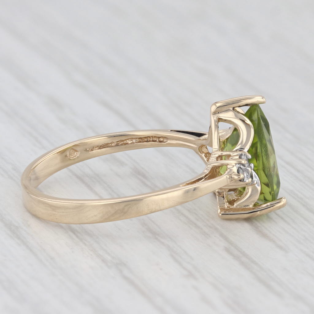 Light Gray 3.08ctw Peridot Diamond Ring 14k Yellow Gold Size 7.5