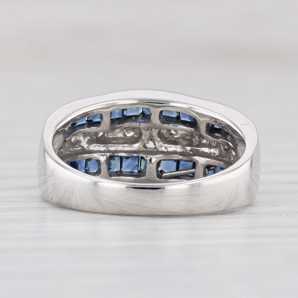 Light Gray 1.03ctw Blue Sapphire Diamond Ring 14k White Gold Size 7.25