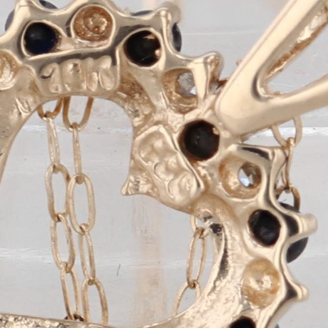 0.33ctw Blue Sapphire Diamond Heart Pendant Necklace 10k Yellow Gold Cable Chain