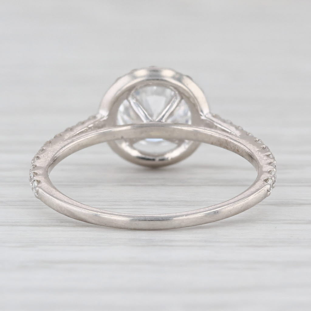 1.39ctw Lab Grown Diamond Halo Engagement Ring 14k White Gold Size 6 IGI