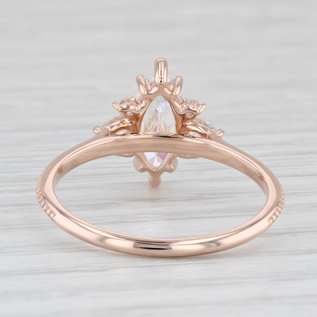 Light Gray Marquise Cubic Zirconia 14k Rose Gold Engagement Size 7