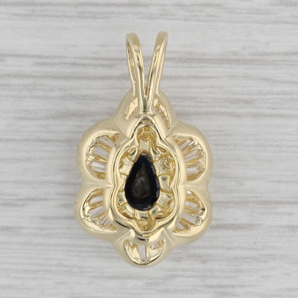 Gray 2.13ctw Blue Sapphire Diamond Pendant 18k Yellow Gold