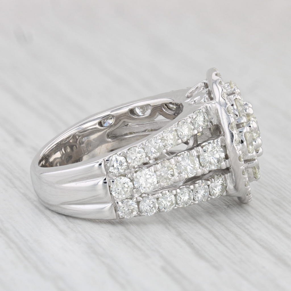 Light Gray 1.90ctw Round Diamond Halo Cluster Ring 10k White Gold Size 5.5 Cocktail