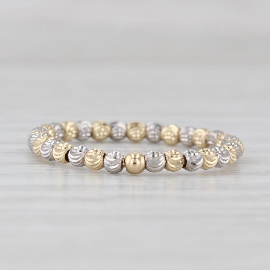 Light Gray New Yellow White Gold Bead Ring Stackable Band 14k 2-Toned Size 5.75