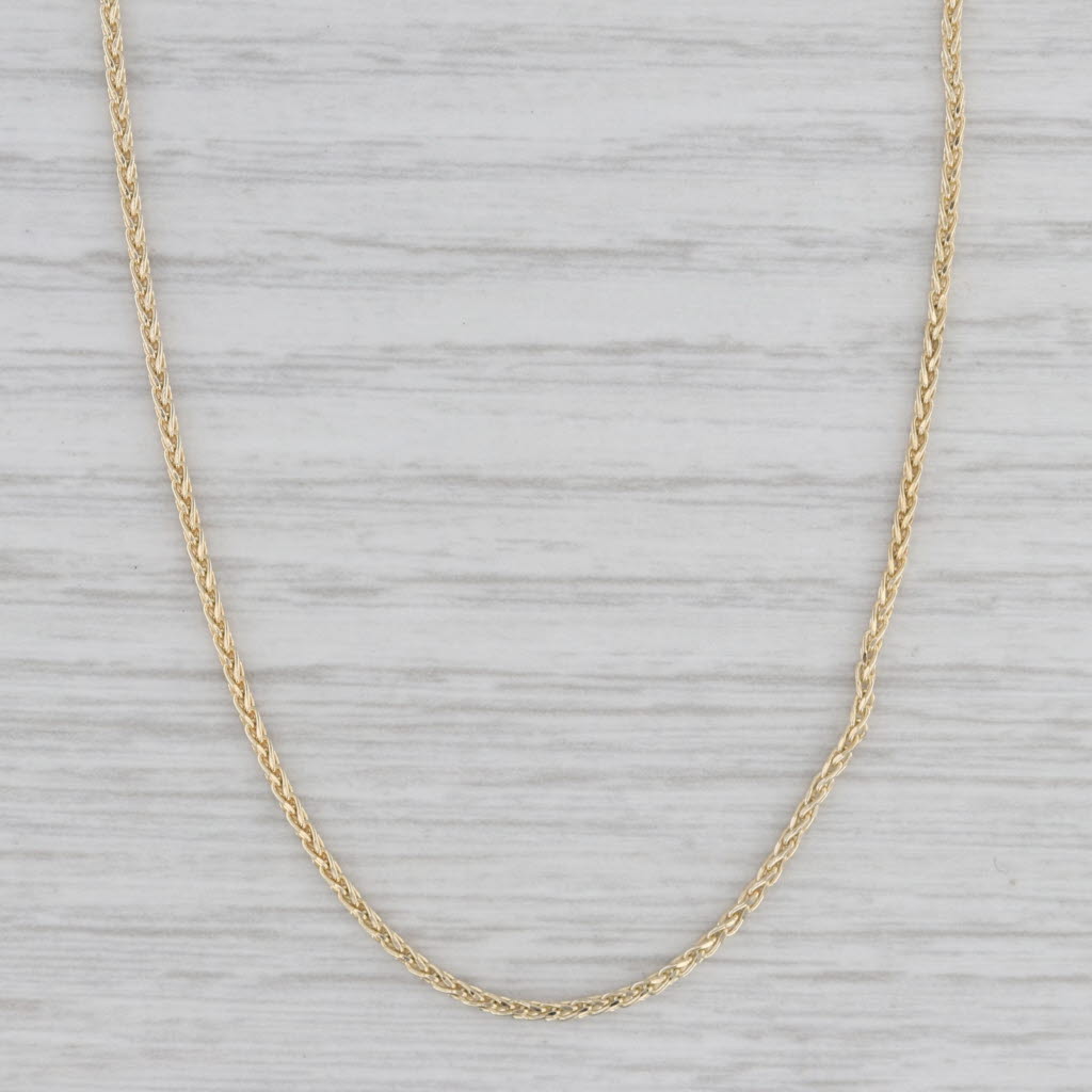 Gray Wheat Chain Necklace 18" 1.2mm 14k Yellow Gold Lobster Clasp