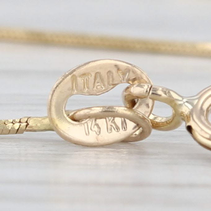 Puffy Heart Slide Pendant Necklace 14k Yellow Gold 17" Snake Chain