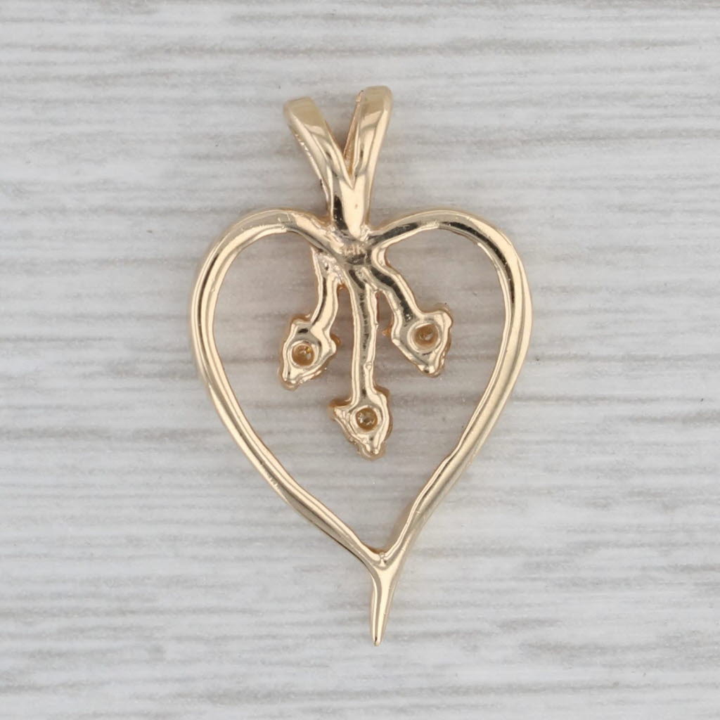 Gray 0.12ctw Diamond Spray Heart Pendant 14k Yellow Gold