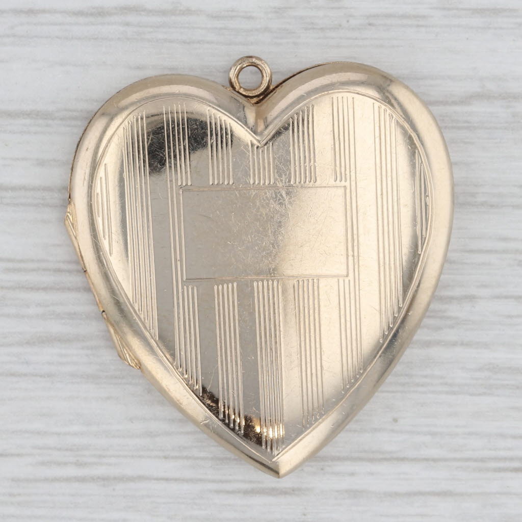 Vintage Engravable Heart Locket Pendant Gold Filled Opens Hayward