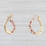 Light Gray 1.24ctw Ruby Diamond Hoop Earrings 14k Yellow Gold Snap Top Hoops