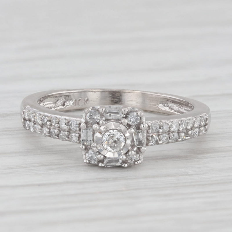 0.25ctw Round Diamond Halo Engagement Ring 10k White Gold Size 5