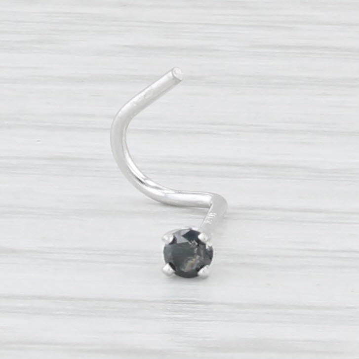 New Black Diamond Solitaire Nose Stud Piercing 14k White Gold