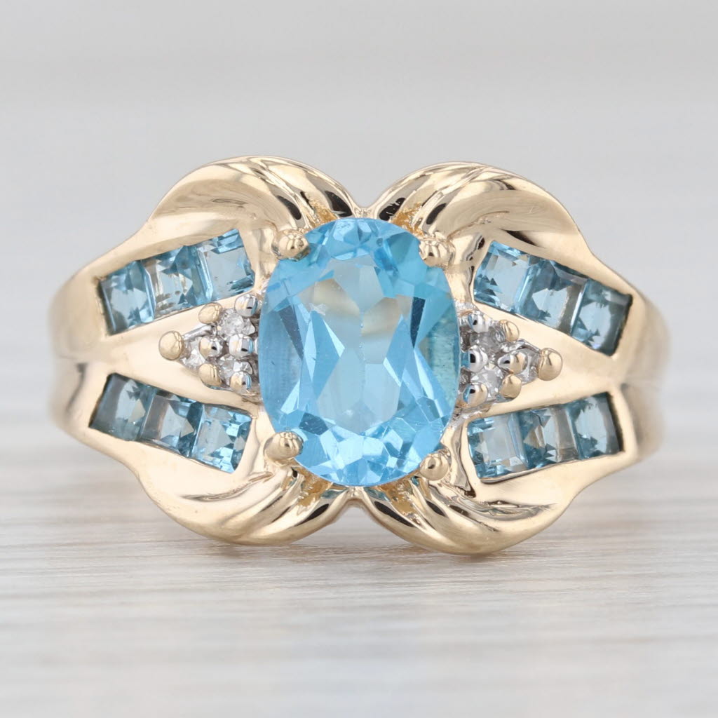 Light Gray 2.70ctw Oval Blue Topaz Ring 10k Yellow Gold Size 7.25