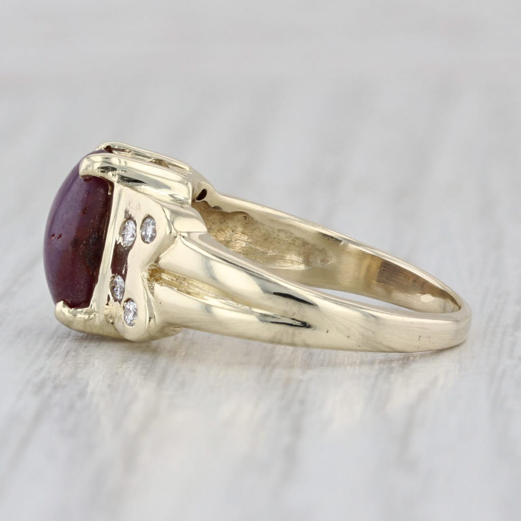 Purple Star Sapphire Diamond Ring 14k Yellow Gold Size 6 India Star Ruby