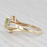 0.79ctw Pear Peridot Diamond Bypass Ring 10k Yellow Gold Size 7